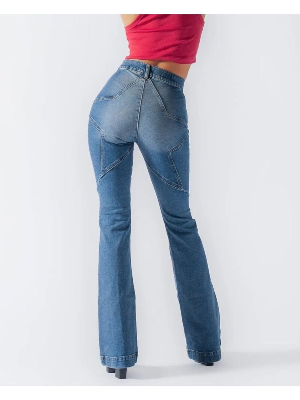 REVICE Venus Flares Star Bum High Rise Eclipse Wash Stretch‎ Jeans Size 32 NWT